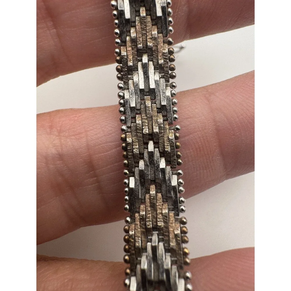 Vintage Milor Bracelet Italy Sterling Silver Riccio Chevron Link 925